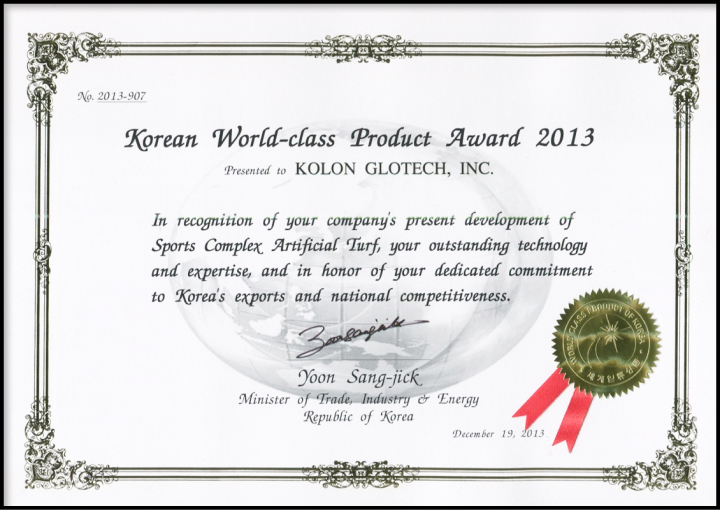 KOLON GLOTECH | World Class Product Certification